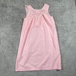 Vintage 1960s Nightgown Philmaid Size M Lace Floral Embroidery Pink Feminine